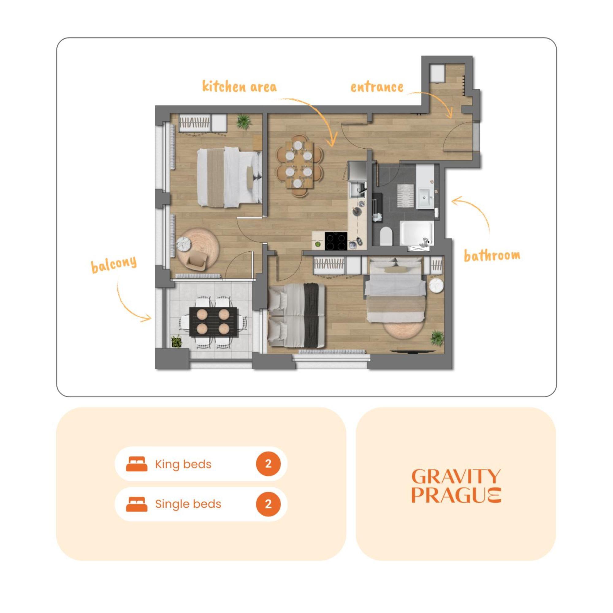 Bright 2Br - 8Th Floor, Balcony, Free Parking - By Gravity Prague公寓 外观 照片
